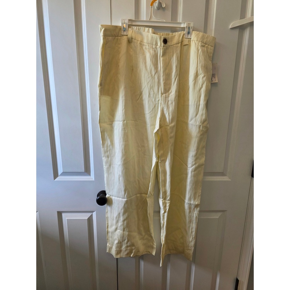 A New Day Women Plus Size 22 Butter Yellow Lyocell Blend Wide Leg Trousers NWT